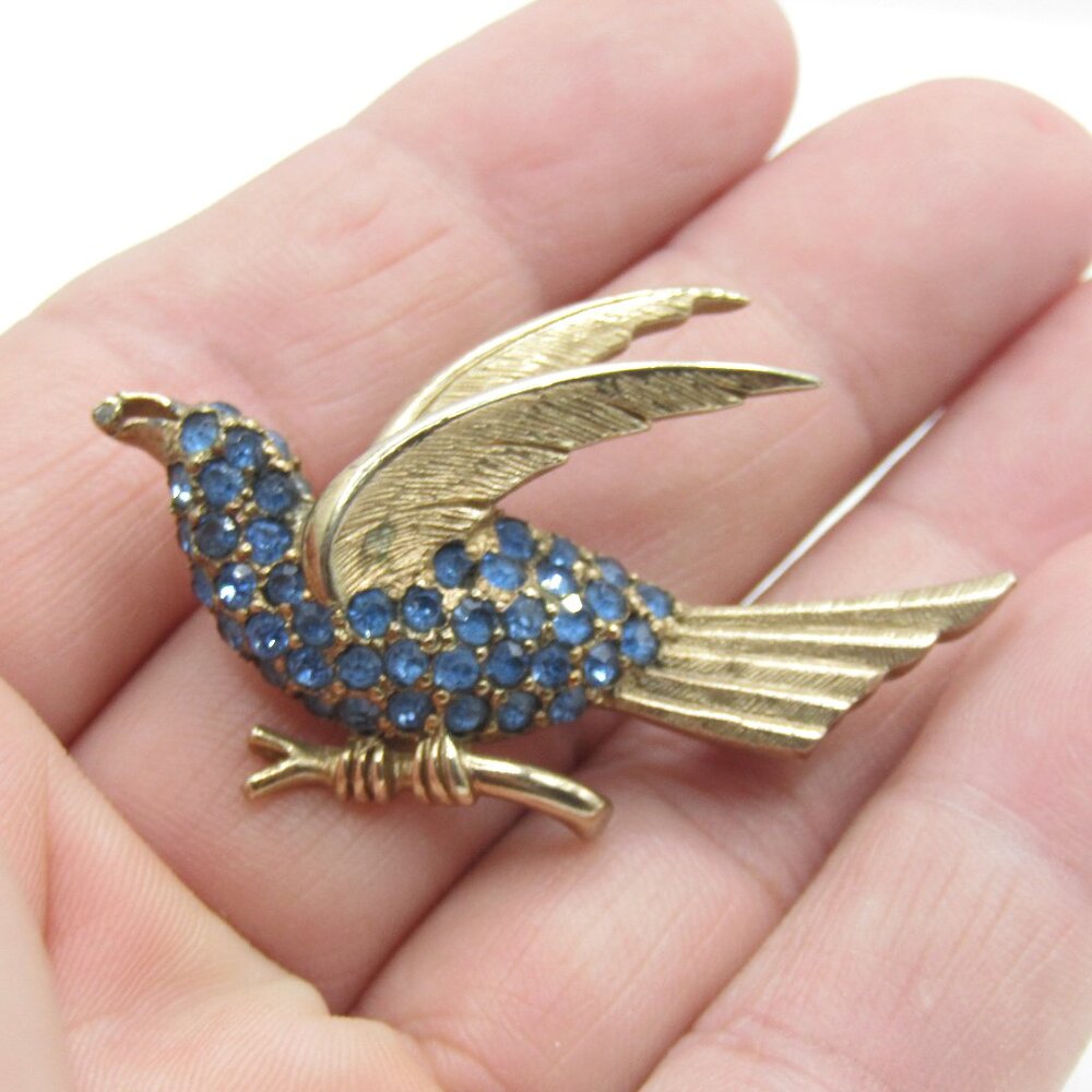 Pennino Rhinestone Bird Brooch